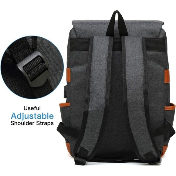 MancioVintage Laptop Backpack purple USB Charging Port for Women Travelling, bag - Picture 6 of 6